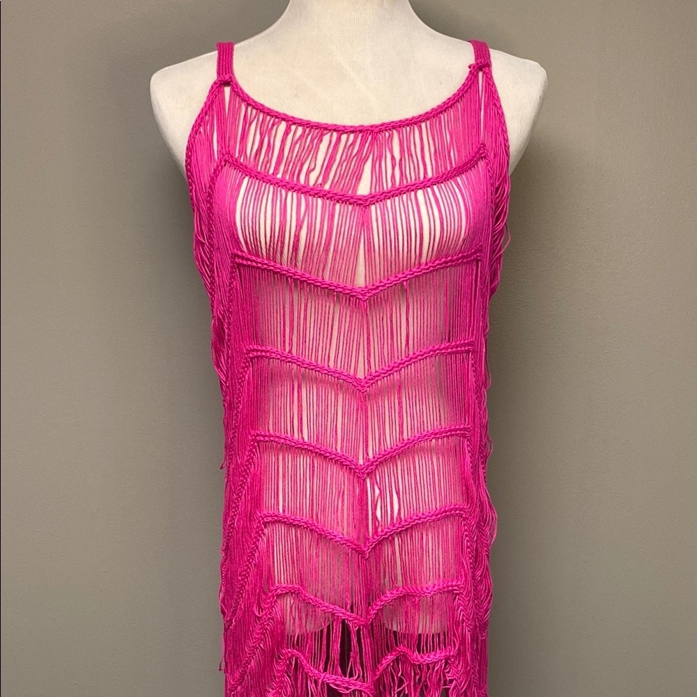 Vibrant Pink Fringe Tank Top